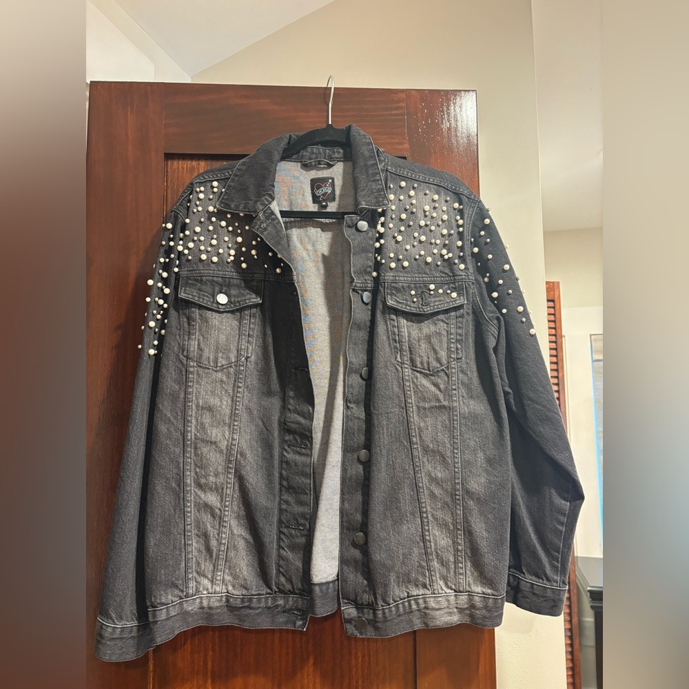 Dark denim embellished jacket